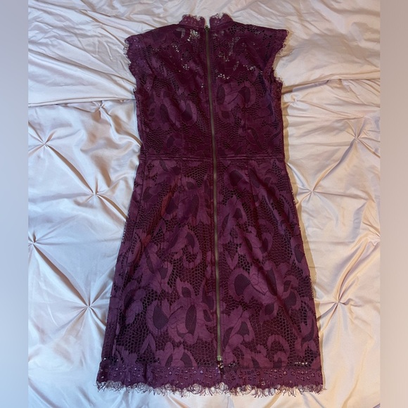 Burgundy Lace Midi Dress (Medium) - Picture 3 of 4